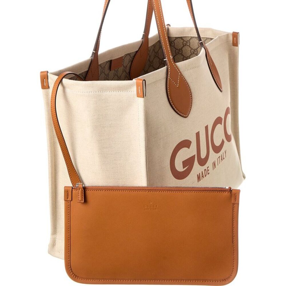 Gucci Medium Canvas & Leather Tote - Picture 3 of 4